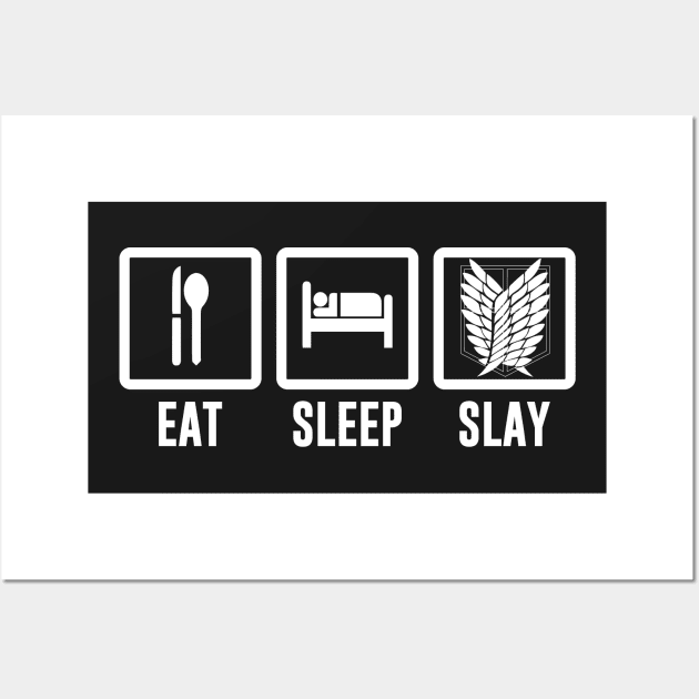 Funny Quotes Eat Sleep Slay Wall Art by iamurkat
